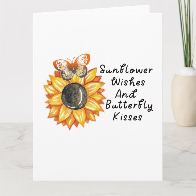 Tarjeta Deseos De Girasol Y Besos De Mariposa, Girasol B (Anverso)