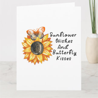 Tarjeta Deseos De Girasol Y Besos De Mariposa, Girasol B