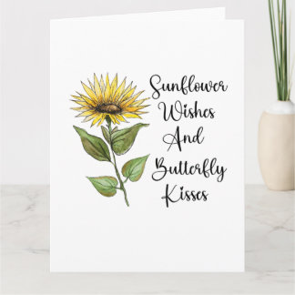 Tarjeta Deseos De Girasol Y Besos De Mariposa, Girasol B