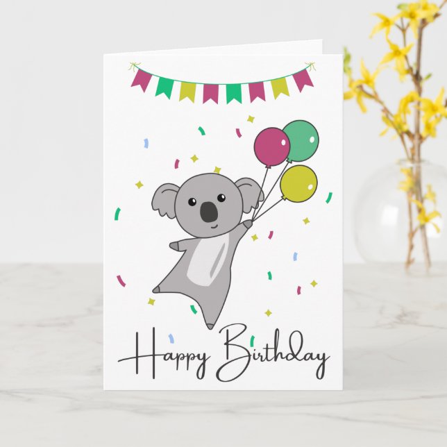 Tarjeta Deseos de koala Feliz cumpleaños para usted tarjet (flor amarilla)