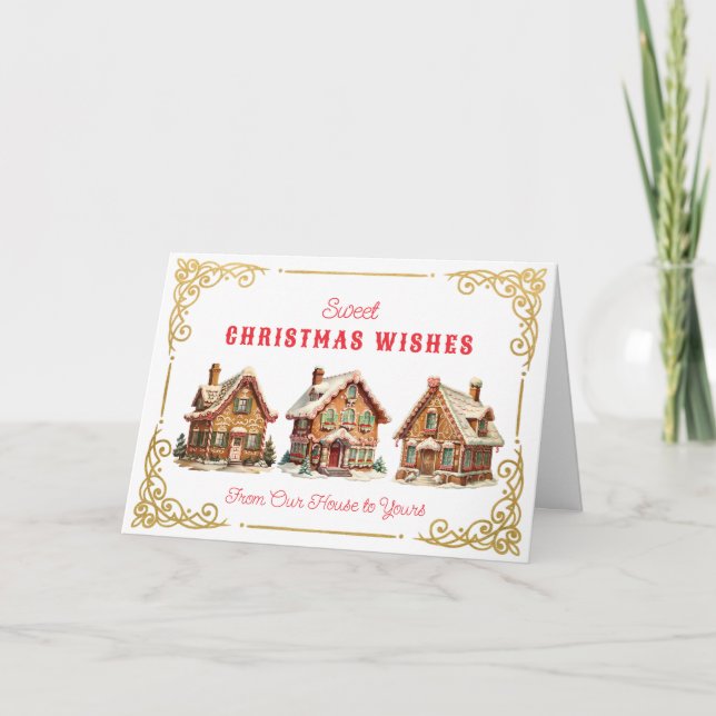 Tarjeta Deseos de los Navidades dulces | Gingerbread House (Anverso)
