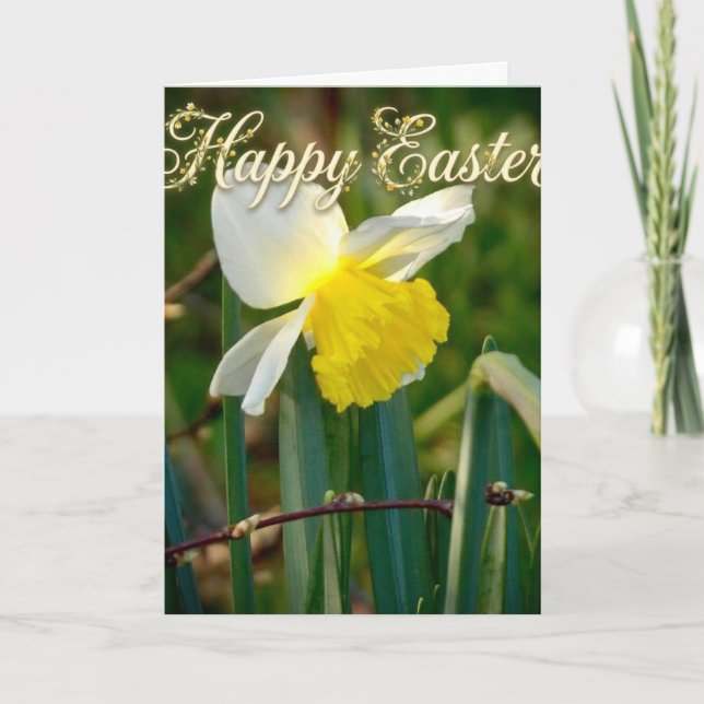 Tarjeta Deseos de narciso y Pascua (Anverso)