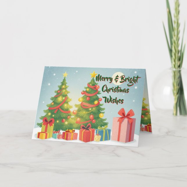 Tarjeta Deseos de Navidad alegres y brillantes (Anverso)