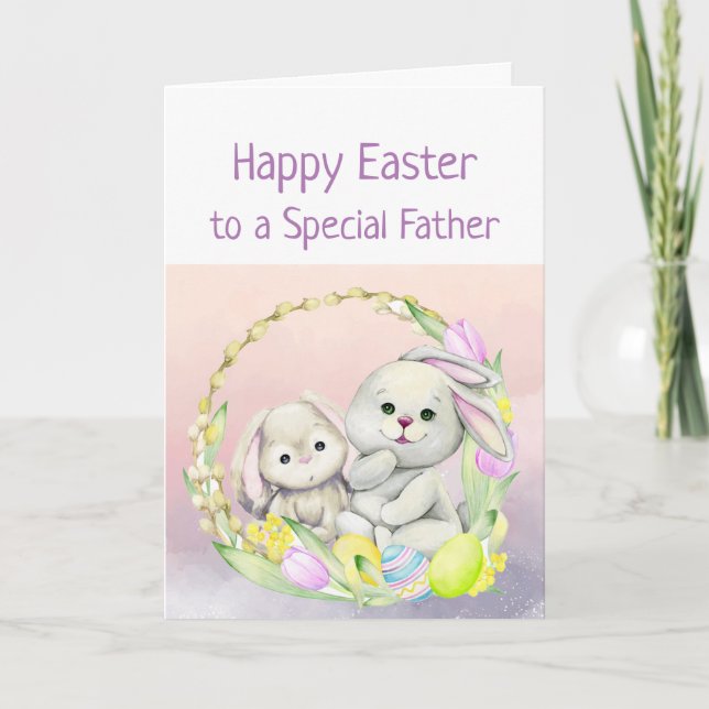Tarjeta Deseos De Pascua Padre Especial Cute Animal Bunny (Anverso)