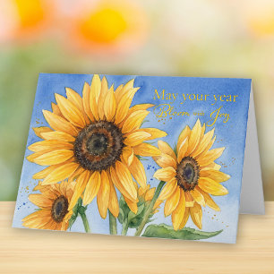 Tarjeta Deseos de Rosh Hashaná con Girasoles Amarillos