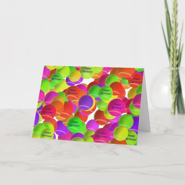 Tarjeta Deseos del cumpleaños de la pelota de tenis del (Anverso)