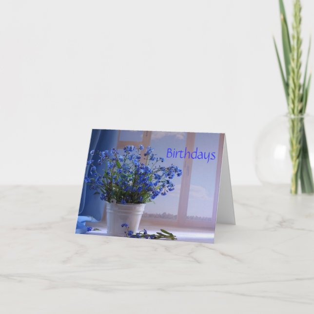 Tarjeta Deseos del cumpleaños en azul (Anverso)
