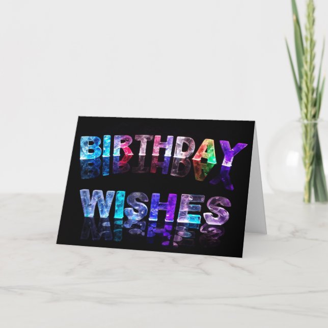 Tarjeta Deseos del cumpleaños en foto de las luces (Anverso)