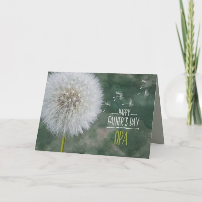 Tarjeta Deseos del diente de león de Opa del día de padre (Anverso)