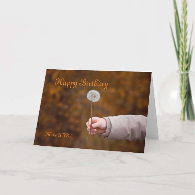 Tarjeta Deseos del diente de león del cumpleaños (Anverso)