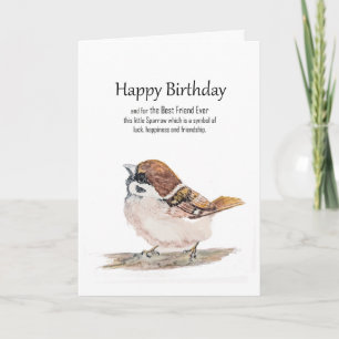 Tarjeta Deseos Divertidos de Cumpleaños Amigo Gorrión Pája
