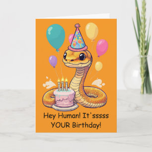 Tarjeta Deseos divertidos de cumpleaños de serpiente de ma