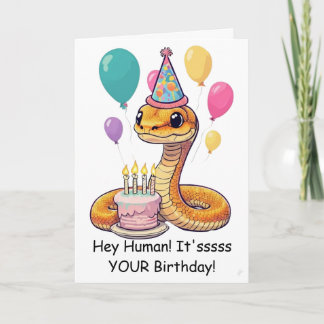 Tarjeta Deseos divertidos de cumpleaños de serpiente de ma