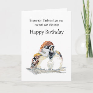 Tarjeta Deseos Divertidos de Cumpleaños Lindo Gorrión Cans
