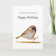 Deseos Divertidos de Cumpleaños Lindo Pájaro Gorri