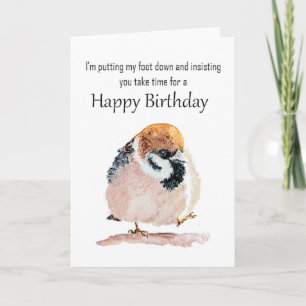 Tarjeta Deseos Divertidos de Cumpleaños Lindos Gorriones