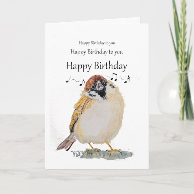 Tarjeta Deseos Divertidos de Cumpleaños Lindos Pájaros Gor (Anverso)