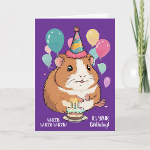 Tarjeta Deseos divertidos de cumpleaños para cobayas de ma