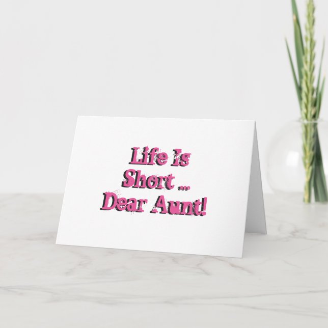 Tarjeta Deseos divertidos de cumpleaños para la tía, rosa  (Anverso)