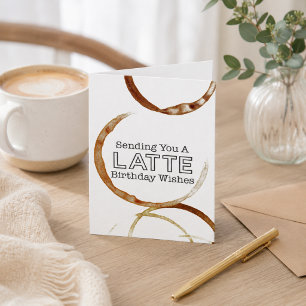 Tarjeta Deseos divertidos de Latte para amantes del café