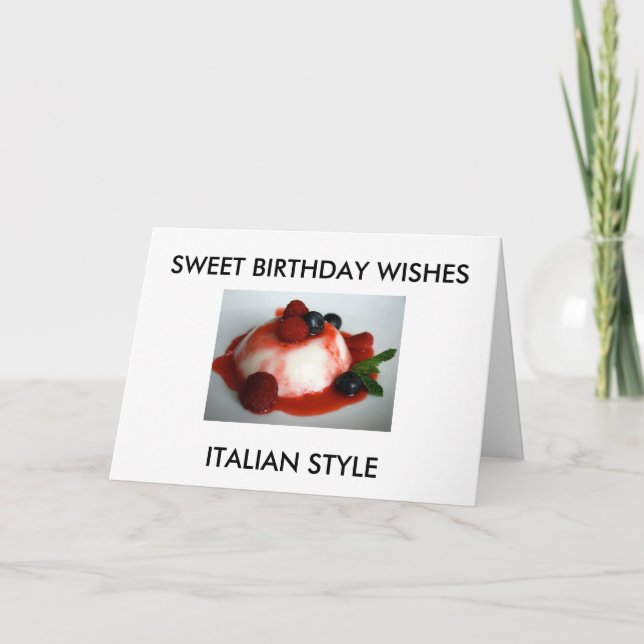 TARJETA "DESEOS DULCES DE CUMPLEAÑOS, ESTILO ITALIANO" (Anverso)