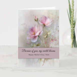 Tarjeta Deseos Elegantes del Día de la Madre Clásica Rosa 