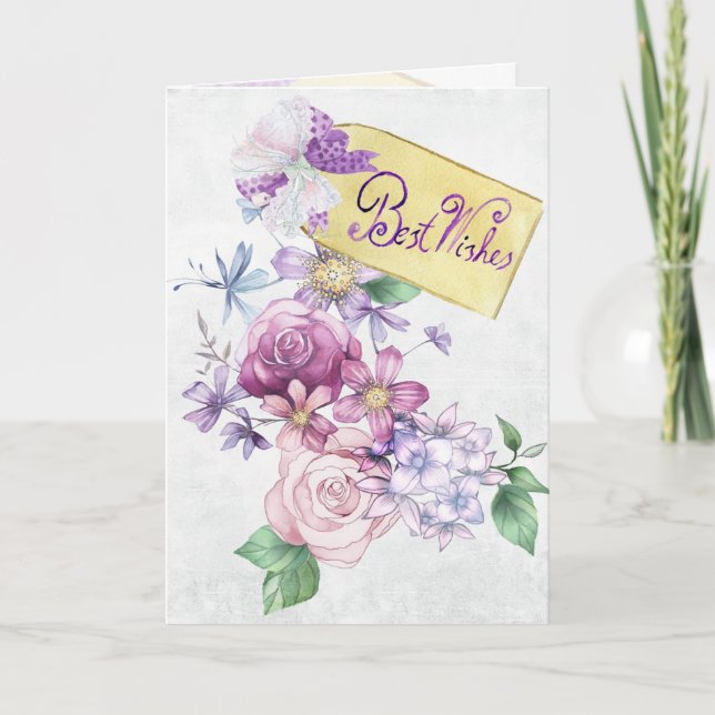Tarjeta Deseos Florales Vintage (Anverso)