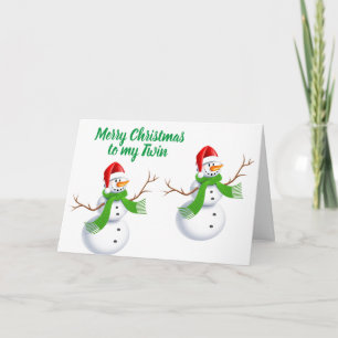 TARJETA DESEOS IDÉNTICOS DE NIEVE PARA LOS NAVIDADES TWIN