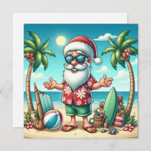 Tarjeta Deseos más cálidos Santa Tropical