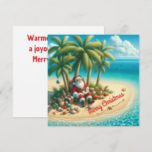Tarjeta Deseos más cálidos Santa Tropical