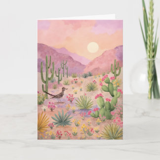 Tarjeta Desert Sunrise Painted Landscape Greeting Card