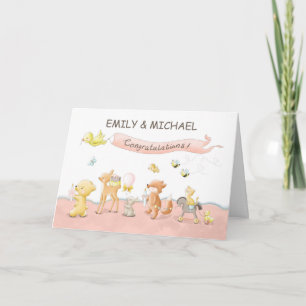 Tarjeta Desfile de Animales de Niña Personalizable en Grup