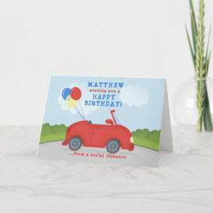 Tarjeta Desfile de Coches Cumpleaños con Distanciamiento S