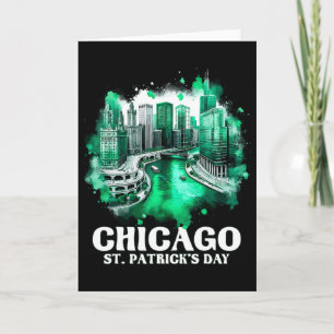 Tarjeta Desfile del Día de San Patricio en el río Chicago