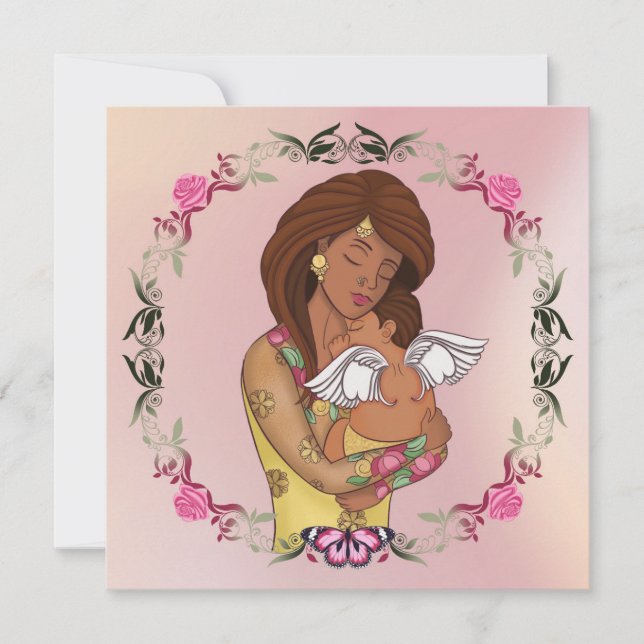 Tarjeta Desi mom holding her angel baby (Anverso)