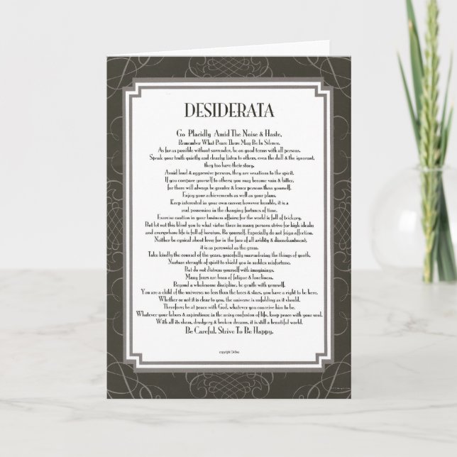 Tarjeta DESIDERATA (Anverso)
