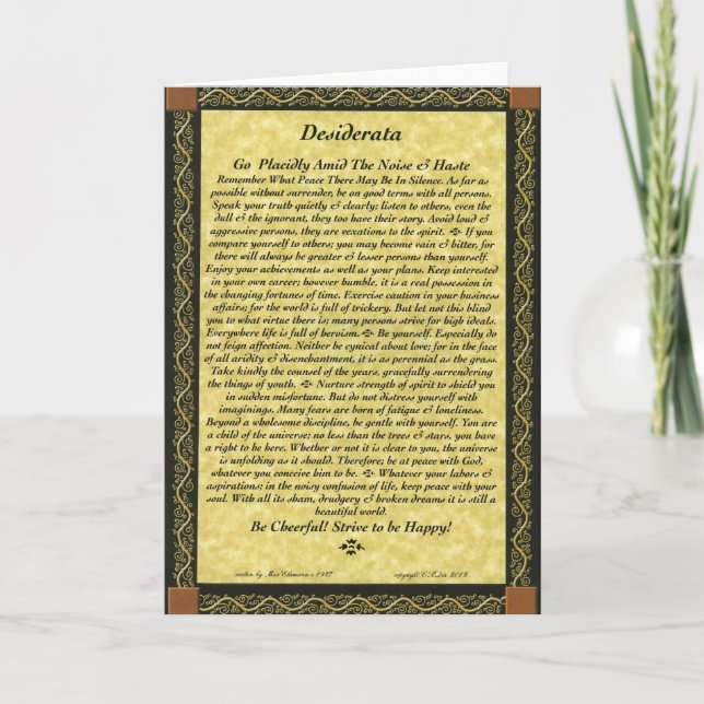 Tarjeta DESIDERATA (Anverso)