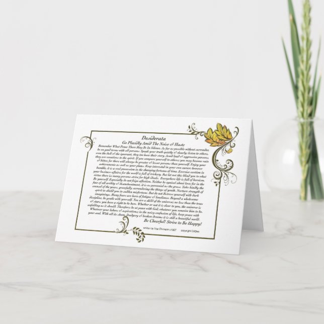 Tarjeta DESIDERATA de Max Ehrmann-Autumn Leaves (Anverso)