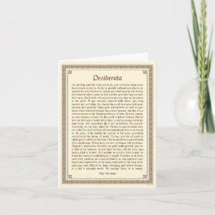 Tarjeta Desiderata note card, medieval design