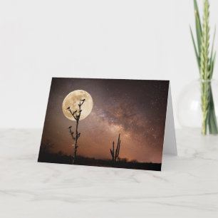 Tarjeta Desiertos   Cactus de Saguaro con aves en el desie