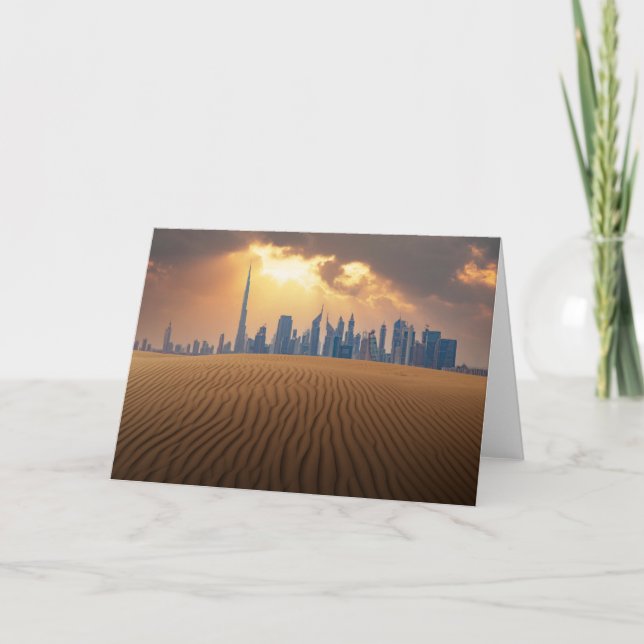 Tarjeta Desiertos | Vista en Skyline de Dubai desde la dun (Anverso)