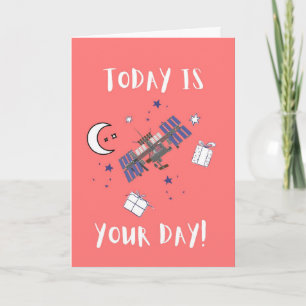 Tarjeta Despegando hacia el Día del Padre Biológico