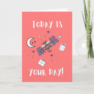 Tarjeta Despegando hacia el Día del Padre Biológico