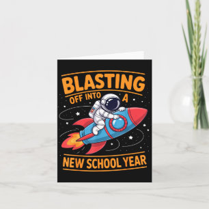 Tarjeta Despegando hacia un Nuevo Año Escolar Astronauta