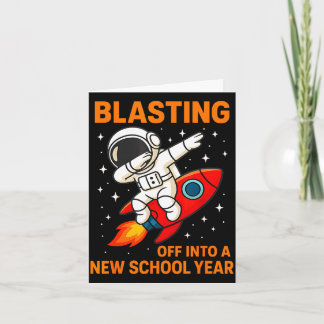 Tarjeta Despegando hacia un nuevo año escolar astronauta d