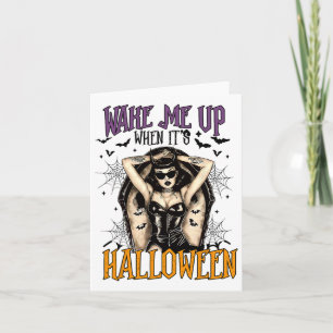 Tarjeta Despiértame cuando sea Halloween Funny Witch Hallo