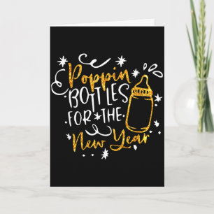 Tarjeta Destapando Botellas Para El Año Nuevo Feliz Año Nu