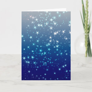 Tarjeta Destellos de Navidad Estrellas Cielo Azul