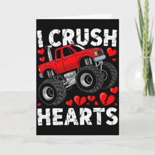 Tarjeta Destruyo Corazones San Valentín Monster Truck Niño