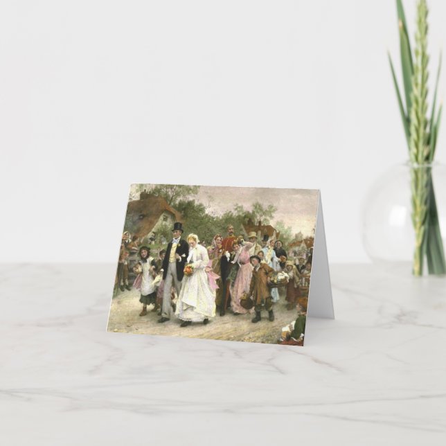 Tarjeta Detalle de una boda del pueblo de Lucas Fildes (Anverso)